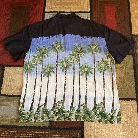 Island Shores Hawaiian Button Up Rayon Shirt Palm Trees Men's Sz 2XL - Picture 3 of 6